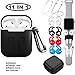AirPods Case 9 in 1 Airpods Accessories,HULOSAN Airpods Protective Silicone Case Cover and Skin Compatible with Apple 1&2 Wireless Charging Case- with 8 Bonus Gift[Front LED Visible] (Light Black)