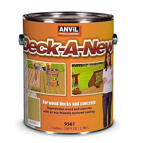 Anvil Deck-A-New Rejuvenates Wood & Concrete Decks Premium Textured Resufacer, Butternut, 1 Gallon, (Pack of 2)
