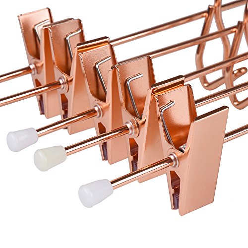 Amber Home Add-On Shiny Rose Copper Gold Metal Clothes Pant Skirt Slack Hangers Clothing Hangers with 2-Adjustable Clips (12 Pack)