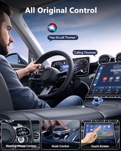 TKHIN Wireless CarPlay for Apple iPhone - Easy Plug Play CarPlay Dongle Convert Factory Wired CarPlay to Wireless Connection, Car Stereos Amplifiers