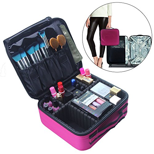 Travel Makeup Bag Train Case Makeup Cosmetic Case Organizer Portable Artist Storage Bag for Cosmetics, Brushes ,Toiletries ,Travel Accessories,Jewelry and Digital accessories 10.3" By Travelmall Pink