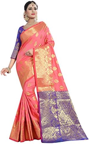 Kalapy Fashion Women's Banarasi Silk Saree With Blouse Piece