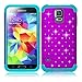 Galaxy S5 Case, EC™ Studded Rhinestone Case, Hybrid Gel Dual Layer Diamond Bling Crystal Cover for Samsung Galaxy S5 / SV / i9600 (A Purple/Teal)