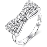 ENDLESSNESS & ETERNITY Bow Tie Rainbow 14K Gold Plated Cocktail Ring Cubic Zirconia CZs Simulated Diamond Stackable Wedding Band Ring Engagement Ring Anniversary Ring Party Ring