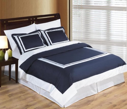Luxurious Hotel Navy White 4 Piece 4pc California King Size