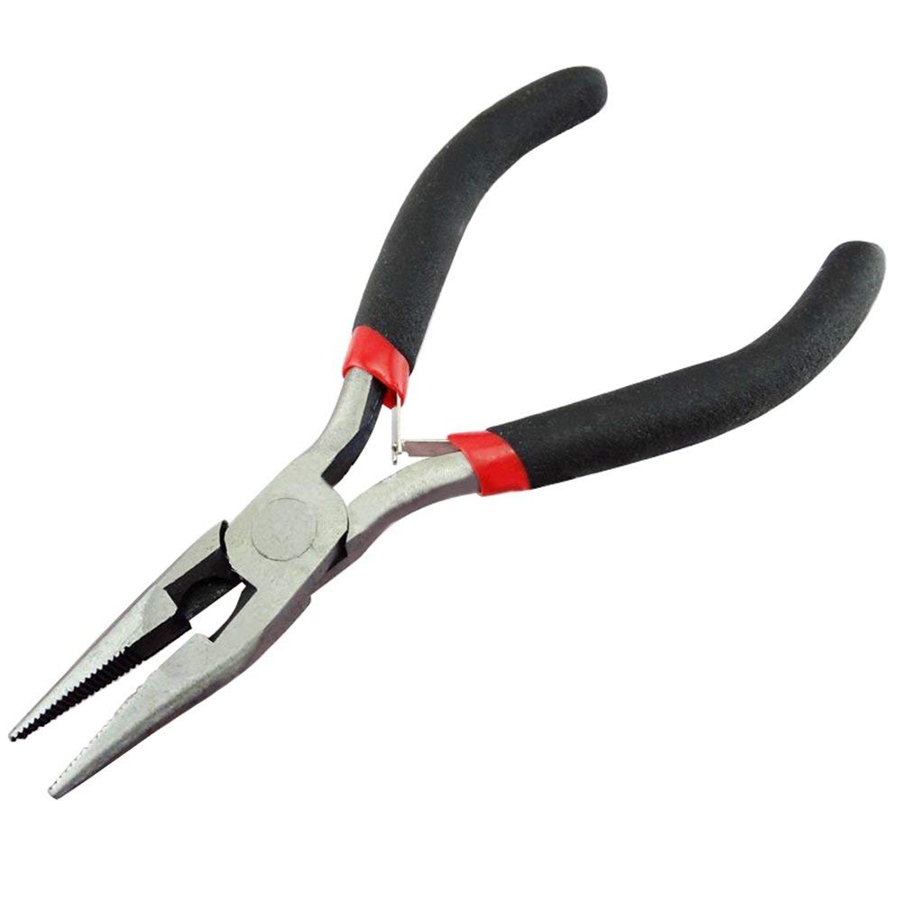 AKORD Mini Extra Long Nose Plier with Spring, Silver/Black