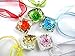 BRCbeads Lampwork Glass Crystal Flower Square Shape 5 Assorted Colors (Peridot/Aquamarine/Sapphire/Vintage Rose/Pink) Murano Floral Glass Handcraft Pendant 5pcs per Bag for Necklace Making