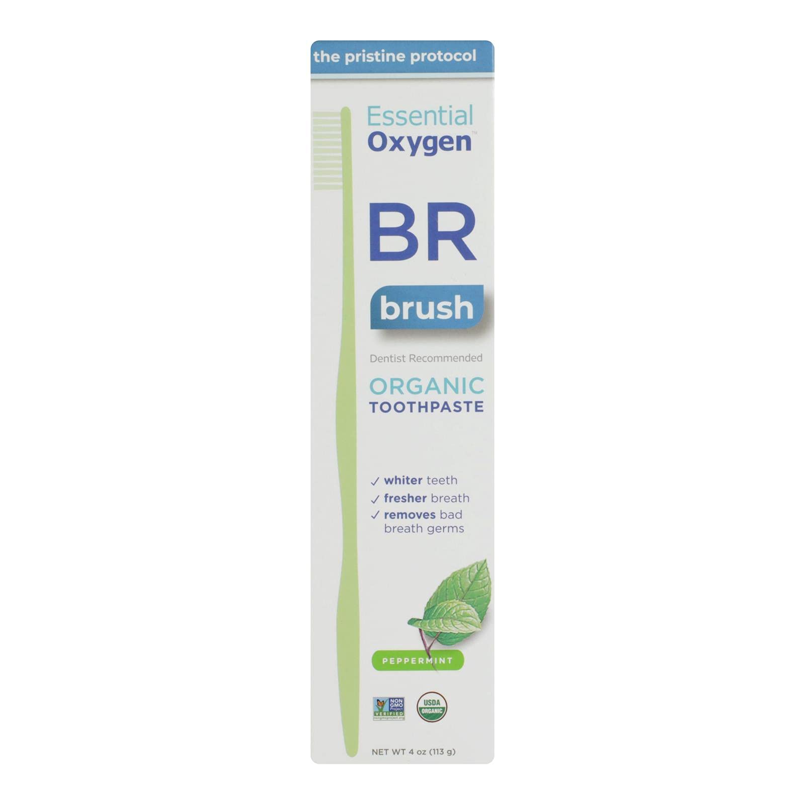 Essential Oxygen BR Toothpaste Peppermint 113g, 4 oz.