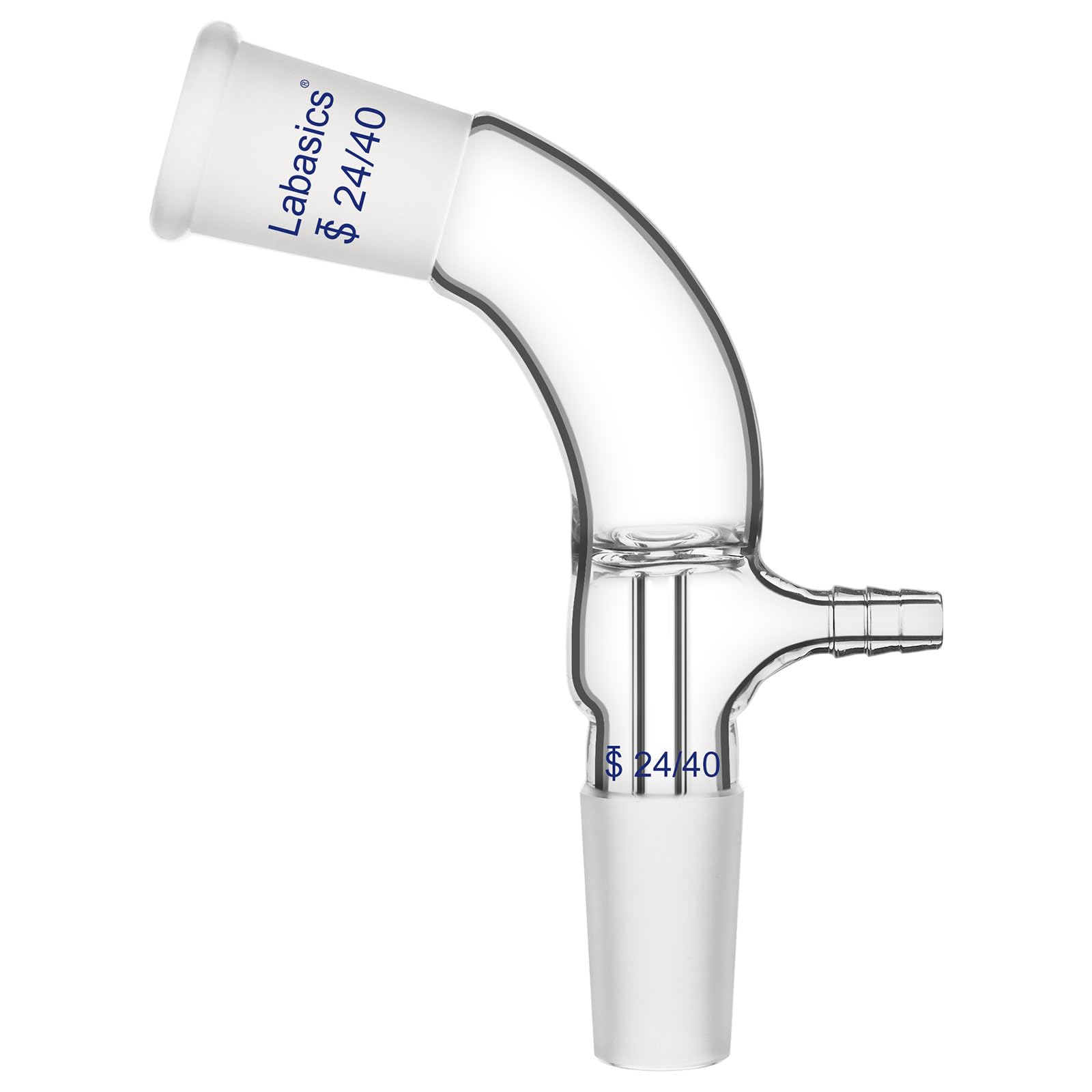 Labasics Glass Vacuum Take Off Adapter, 105 Degree Bent, Short Stem with 24/40 Joints