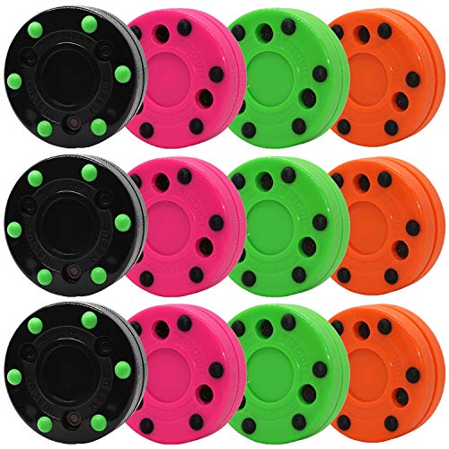 Green Biscuit Roller Hockey Puck 12 Pack Multi Color
