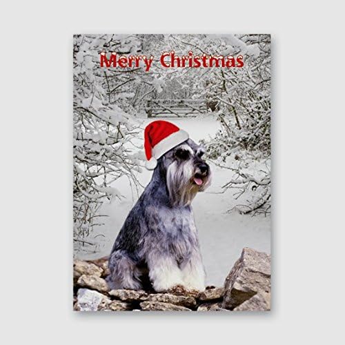 Schnauzer dog Christmas Card in Santa Hat SOLD INDIVIDUALLY as single cards (gc526)