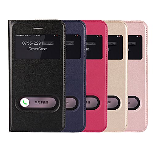 Jaorty Case Compatible with iPhone 6 Plus/6s Plus,Ultra Thin Flip Cover Case Dual Window View Stand Feature Leather Phone Case for iPhone 6 Plus/6s Plus,Black - Thumbnail 3