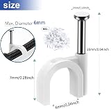 Elezenioc Round Cable Clips 6mm 100Pcs Wall Nail Clips White view 2