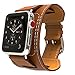 MoKo Compatible Band Replacement for Apple Watch 38mm 40mm Series 4/3/2/1, Genuine Leather Smart Watch Band Cuff Strap - Brown (Not Fit 42mm 44mm Versions)
