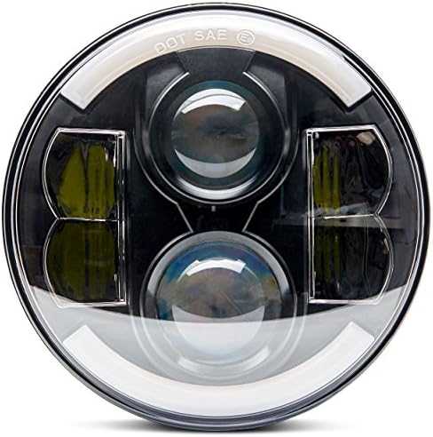ANR Premium Universal Super Bright Black 7 in Round Led Headlight halo Angel Eye Harley Davidson Road King Street Glide Ultra Classic Electra Heritage Soft Fat Boy Deluxe Yamaha Royal Star Road Star