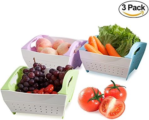ALPHELIGANCE Collapsible Kitchen Fruits Colander Basket Vegetables Storage Strainers,Set of 3