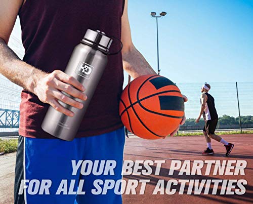 Stainless Steel Vacuum Insulated Water Bottle, Cold for 24 Hours Hot for 12 Hours, 21 OZ - 50 OZ Double Wall Thermos Flask, Travel Sports Leak Proof Drinking Bottle with Metal Strainer, BPA Free