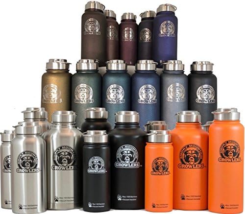 Smoky Mountain Growlers Personalized Insulated Stainless Steel All-in-one 32 oz Water Bottle, Thermos, and Wine or Beer Growler with Stainless Steel Lid by (Concrete)