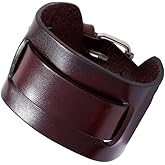 Zuwevbo Punk Cuff Bracelet for Men,Adjustable Leather Bracelets for Women,Brown Wide Wrist Cuffs,Vintage Leather Wristbands for Rock Gothic Motorcycle Biker HipHop