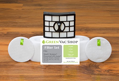 GreenVacShop 2+1pk Shark Rotator APEX DuoClean Powered Lift-Away NV650, NV651, NV652, NV750, NV751, NV752, NV753, AX950, AX951, AX952 Replacement Filter Set, 2 Foam+2 Felt+1 HEPA Filters XFF650 XHF650 - Thumbnail 7