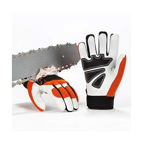 Vgo EN381-7, Klass 1, 20 m/s, Kettensägeschutzhandschuhe, Schnittschutz, hohe Anti-Schneidenferigkeit, aus Ziegenleder…