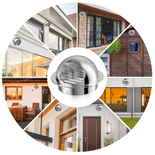 Hon&Guan 4'' Dryer Vent Cover, 304 Stainless Steel Soffit Vent with
