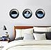 DNVEN 13 inches x 13 inches x 3pcs Set of 3 3D Astronaut Spaceman Galaxy Space Window View Faux Submarine Window Partial Frosted Frosting Murals Wall Decals Removable Wall Stickers for Bedrooms
