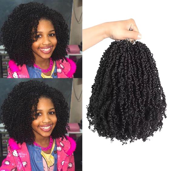 Datanala Yanky Twists Crochet Braiding Hair 12 Inch 9 Packs Micro Spring Twists Crochet Hair Pre-looped Curly Crochet Braids for Women (1B#, 12inch) — image 1
