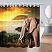 JAWO Safari Decor Shower Curtain, African Elephant on The Prairie, Polyester Fabric Bathroom Decor, Bath Curtain with Hook, Bathroom Accessories, 69x70 Inch