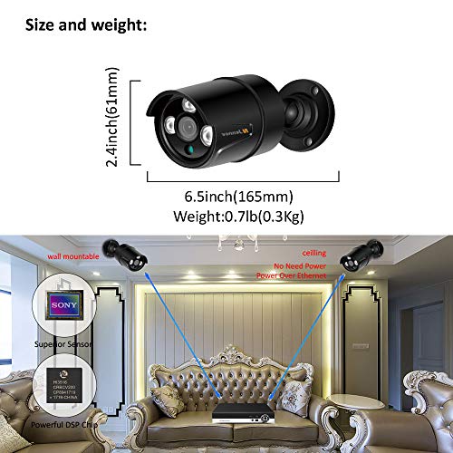 8 Channel POE Security Camera System, Jennov POE Security Camera System NVR Kit with 8 Outdoor suveillance Cameras 1080P HD Plug&Play Free APP Motion Detection Night Vision for Home Business(No HDD)