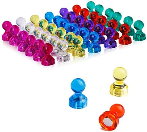 100 Push Pin Magnets, Map Pins Magnets, Perfect for Use Whiteboard, Office, Calendar, Refrigerator, Maps, Dry Erase Boards, Acrylic Material, Assorted Colors by Akaru (100)