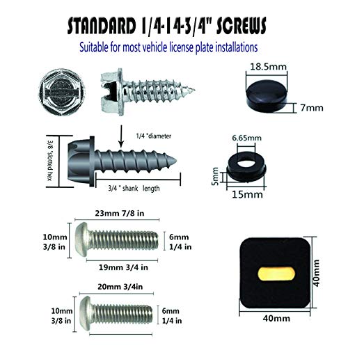 ZXFOOG Stainless Steel License Plate Screws Fasteners Securing License