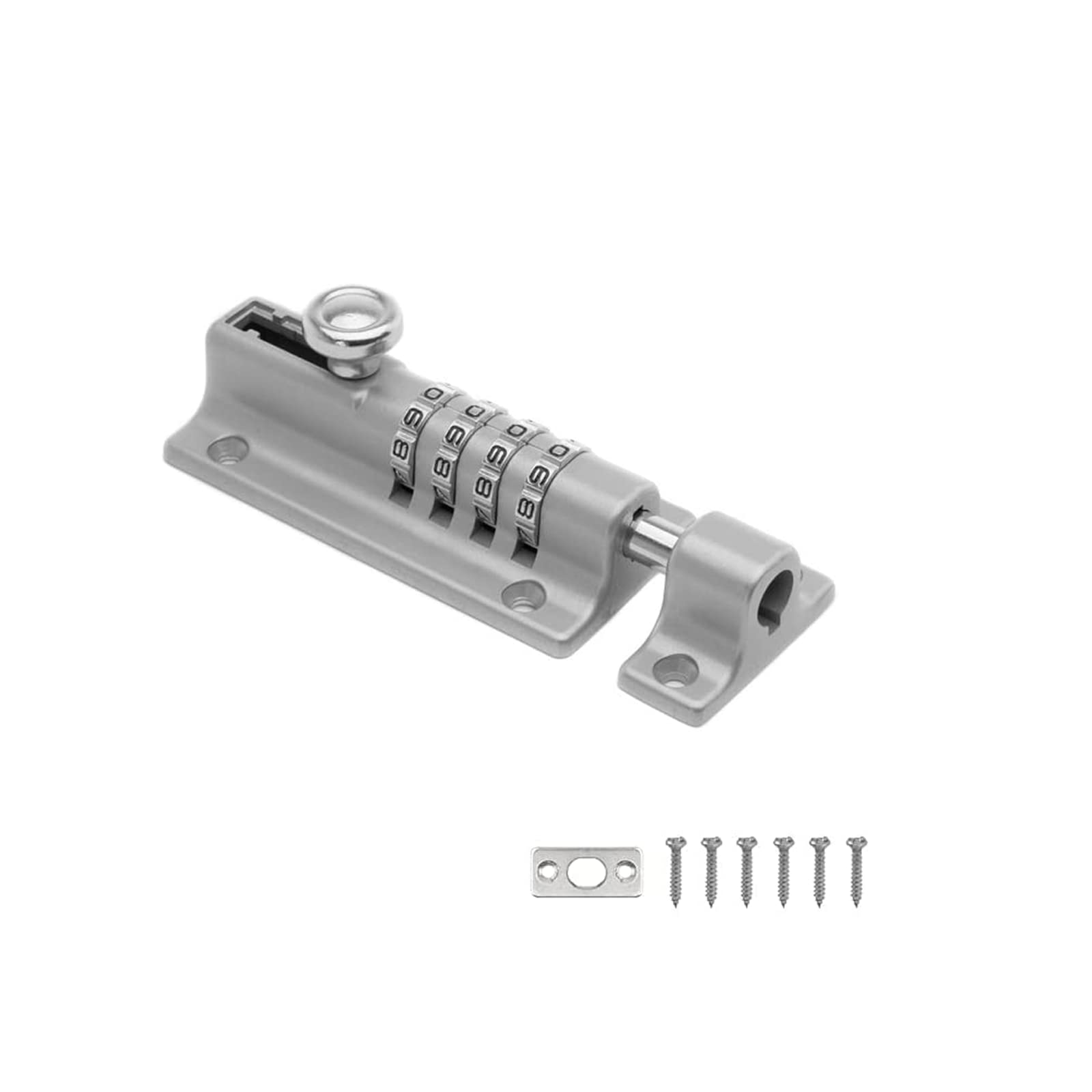 Combination Locking Bolt 4 Digit Sliding Lockable Burglar Proof Thicken Solid Zinc Alloy Door Latch Lock for Cupboard Bedroom Garden Gate Shed