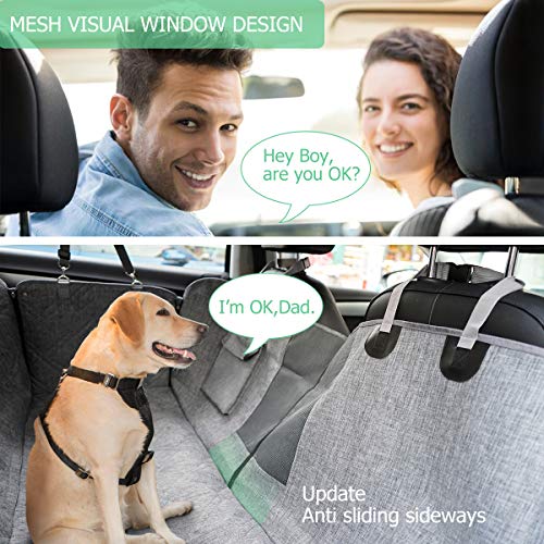 LIFEFAIR Back Seat Covers for Dogs, 100 Waterproof Dog Car Seat Cover with Mesh Window, Scratch