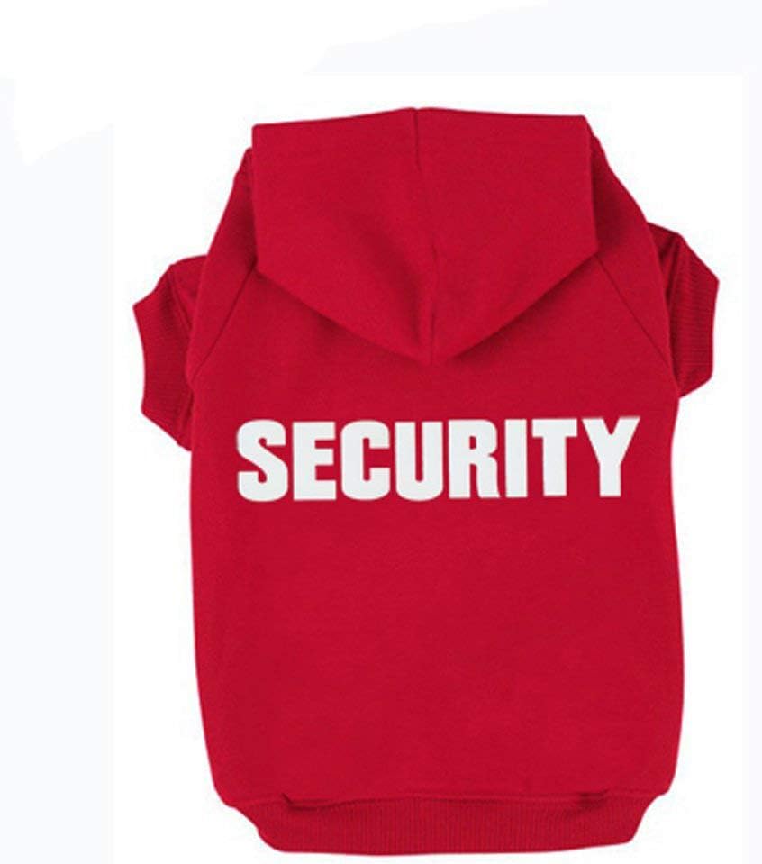 Izefia Security Dog Hoodies Clothes Apparel Winter Sweatshirt Warm Sweater Cotton Puppy Hoodie for Small Dog Medium Large Cat Red XXL