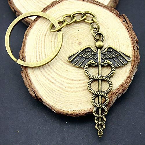 WYSIWYG 3 Pieces Key Chain Women Key Rings For Car Keychains With Charms Caduceus Medical Symbol 49x30mm