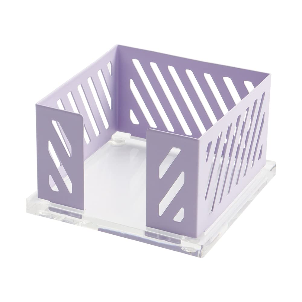 Purple Sticky Note Holder Metal Mesh Memo Cube Post Note Dispenser Acrylic Base Memo Pads Holder Note Paper Cubes Small Items Dispenser for Office Home School Desk Accessories Organizer (Purple)