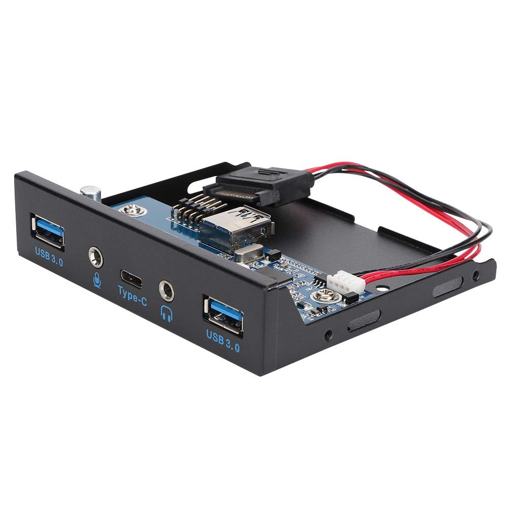 3.5inch USB 3.1 Floppy Disk Drive Front Panel for Computer, 5Gbps Transmission Speed 2 USB3.0 Hub, 1 USB C Interface, 1Audio Interface,1Microphone Interface