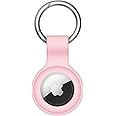 Linsaner Compatible with AirTag Case Keychain Air Tag Holder Silicone AirTags Key Ring Cases Tags Chain Apple AirTag GPS Item Finders Accessories，Pink