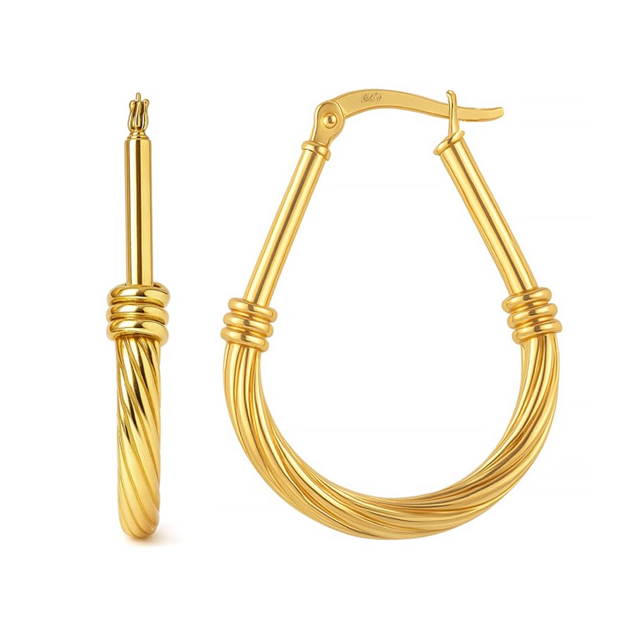 LeCalla Sterling Silver Jewelry Italian Design Drop Shape Hoop Earrings for Women