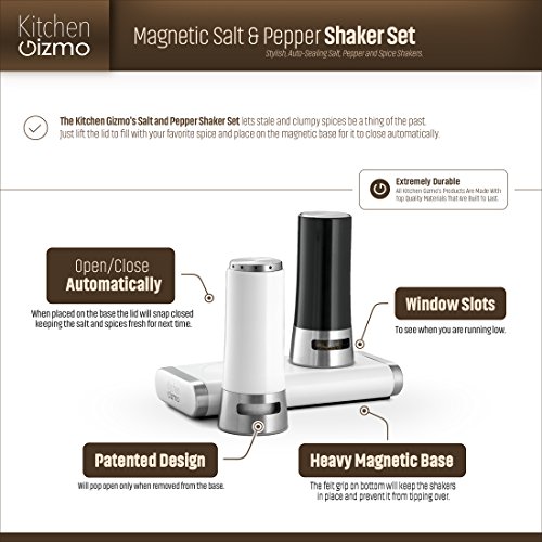 Kitchen Gizmo Magnetic Salt and Pepper Shaker Set Home & Kitchen, Kitchen & Dining, Kitchen Utensils & Gadgets, Salt & Pepper, Salt & Pepper Shaker Sets