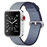 Smart Watch Band, Uitee Newest Woven Nylon Band for Apple Watch Series 38mm 3/2/1 , Comfortably Light With Fabric-Like Feel Wrist Strap Replacement (Midnight Blue Check Woven Nylon)