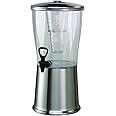 Service Ideas CBDRT3SS Beverage Dispenser, Round, 3 Gallon with Plastic Container and Optional Infuser Tube, Stainless Steel Base and Lid, NSF certified