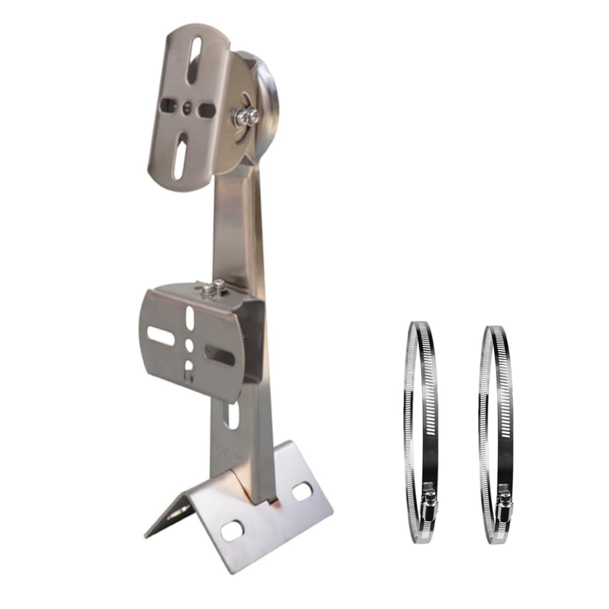CTXSumTec CCTV Security Camera Corner Pole Corner Mounting Bracket with 2 Loops for Surveillance Camera, Dahua Bullet and PTZ Cameras(Stainless Steel, 26cm/10.2")