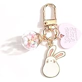SHTALHST Bunny Keychain,Cute Rabbit Keychain with Heart Charm,Rabbit Bag Charm Cute Bunny Gift for Women Friends Sister