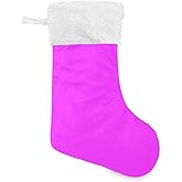 xigua 1 Pack Christmas Stocking, Plain Bright Neon Purple Solid Color Xmas Stockings Fireplace Decoration Hanging Ornament 17.7 Inch