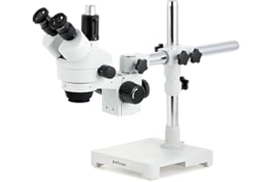 AmScope SM-3T Professional Trinocular Stereo Zoom Microscope, WH10x Eyepieces, 7X-45X Magnification, 0.7X-4.5X Zoom Objective