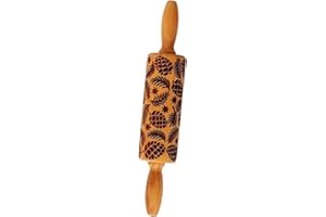 JISADER Christmas Embossed Rolling Pin DIY Kitchen Tool Lightweight Wooden Cookie Stamps Roller for Pizza Bread Pancakes Hous