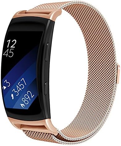 ZGS Samsung Gear Fit2/Gear Fit 2 PRO Smart Watch Band,Magnet Lock Stainless Steel Milanese Loop Metal Replacement Bracelet Strap for Gear Fit2 SM-R360 /SM-R365 (Rose Gold, S)