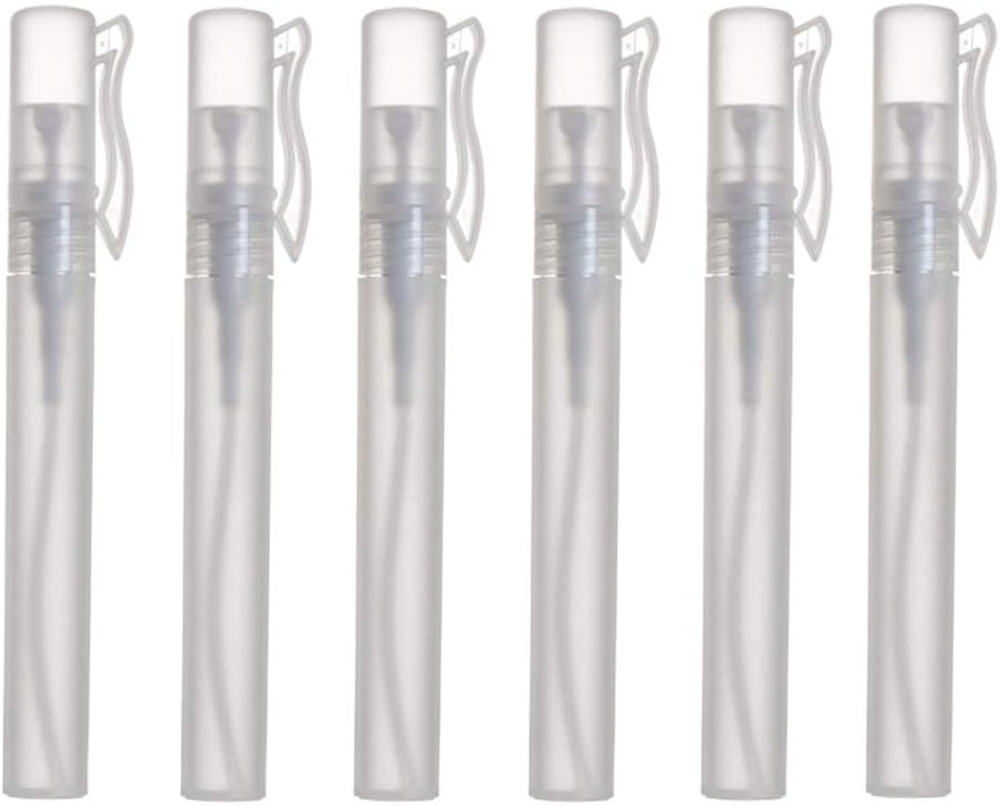 VASANA 6Pcs 10ml 1/3oz Mini Portable Pen Perfume Bottle Spray Bottle Small Sample Empty Refillable Containers Fragrances Atomizer Bottles Transparent Plastic Pen Shape Travel Set